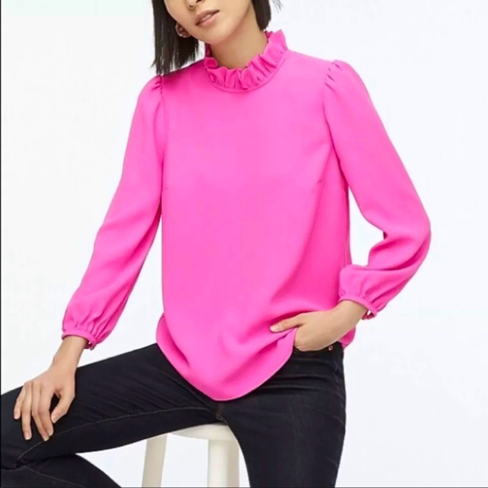 J. Crew Long-sleeve ruffle-neck top